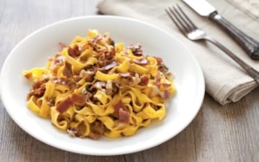 Fettuccine al prosciutto e funghi