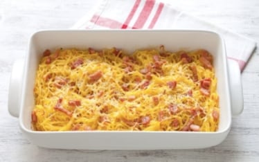 Gratin di tagliolini panna e prosciutto