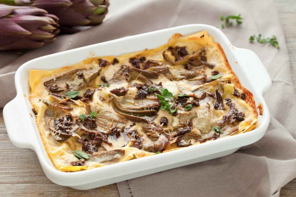 Lasagne ai carciofi e funghi ricetta