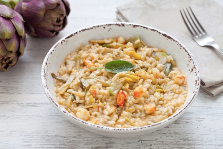 Preparazione Risotto ai carciofi e salsa di gamberi - Fase 5 Preparazione Risotto ai carciofi e salsa di gamberi - Fase 5