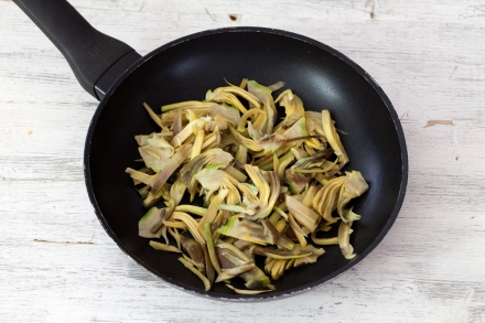 Preparazione Risotto ai carciofi e salsa di gamberi - Fase 3 Preparazione Risotto ai carciofi e salsa di gamberi - Fase 3