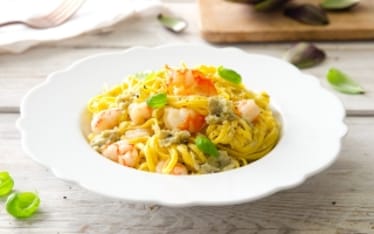 Tagliolini ai gamberi e carciofi