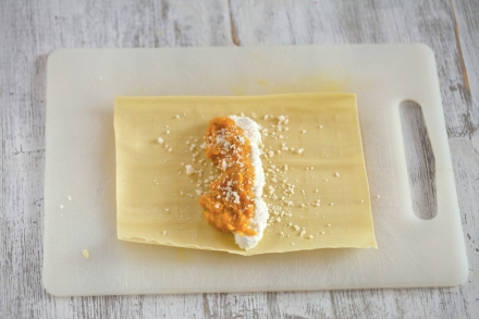 Preparazione Cannelloni zucca e ricotta - Fase 2 Preparazione Cannelloni zucca e ricotta - Fase 2