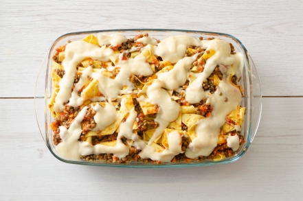 Preparazione Maltagliati pasticciati con ragù di lenticchie - Fase 5 Preparazione Maltagliati pasticciati con ragù di lenticchie - Fase 5