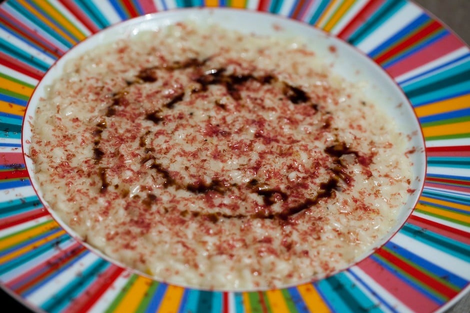 Risotto bianco con gelo di fegatini e aceto balsamico tradizionale ricetta