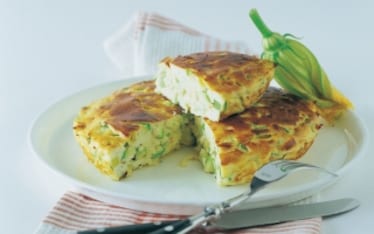 Flan di ricotta, zucchine e fiori di zucchina