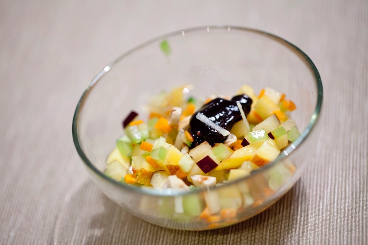Minestrone di frutta e verdura, confettura di sambuco ricetta
