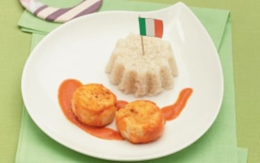 Polpettine di pollo con timballini di riso