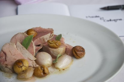 Filetto di maiale con scalogni e castagne glassati alla Falanghina