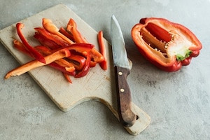 Preparazione Rigatoni integrali con crema di peperoni - Fase 1