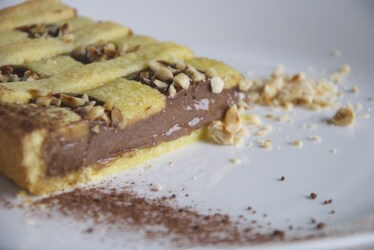 Frolla rapida, crema al cacao e nocciole