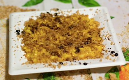 Risotto alla zucca, granella di ciccioli e aceto balsamico