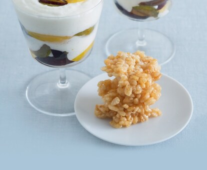 Crema di riso alla vaniglia con prugne