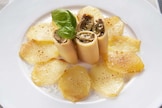 Paccheri al tonno e patate gratinate al parmigiano reggiano