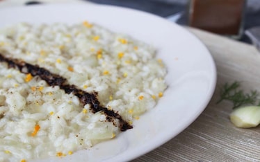 Risotto al finocchio con scorza d’arancia e liquerizia