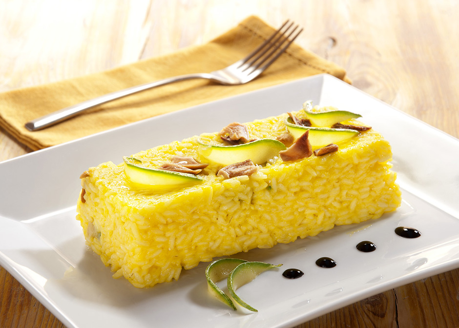 Lingotto di riso con porcini e zucchine Lingotto di riso con porcini e zucchine