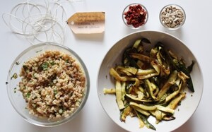 Preparazione Farro e miglio con pomodori, zucchine e semi di girasole nel barattolo - Fase 3