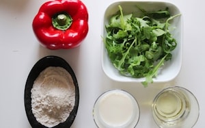 Preparazione Vegan plumcake con rucola e peperone - Fase 1