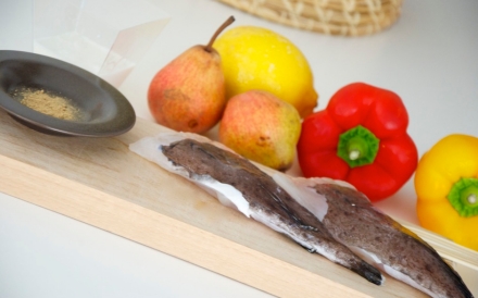 Preparazione Spiedino di coda di rospo con pere e peperoni - Fase 1 Preparazione Spiedino di coda di rospo con pere e peperoni - Fase 1