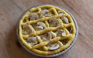 Preparazione Crostata di polenta con porri e champignon - Fase 4