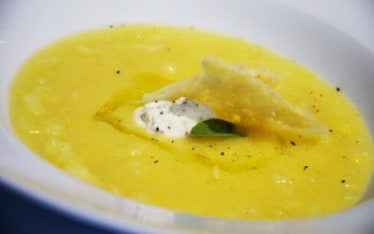 Zuppa di polenta e patate con gorgonzola