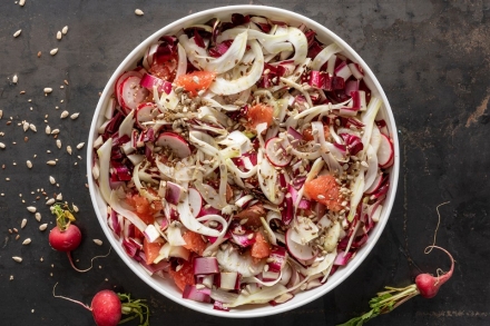 Preparazione Insalata di radicchio e finocchio al pompelmo - Fase 3 Preparazione Insalata di radicchio e finocchio al pompelmo - Fase 3