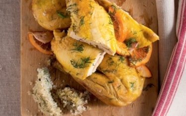 Pollo al sale con finocchietto e arancia