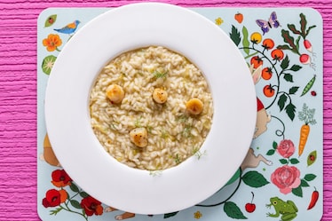 Risotto ai finocchi, porri e capesante 