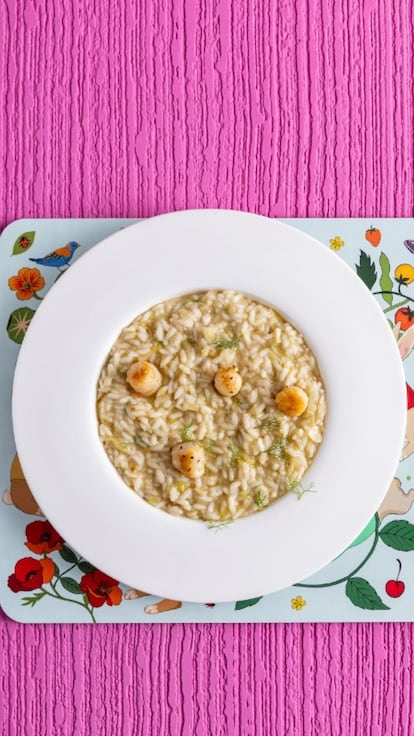 Risotto ai finocchi, porri e capesante 