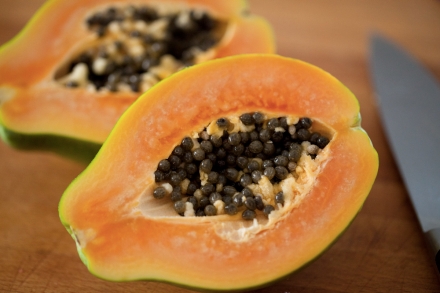 Preparazione Centrifugato di mela verde, papaia e pompelmo - Fase 2 Preparazione Centrifugato di mela verde, papaia e pompelmo - Fase 2