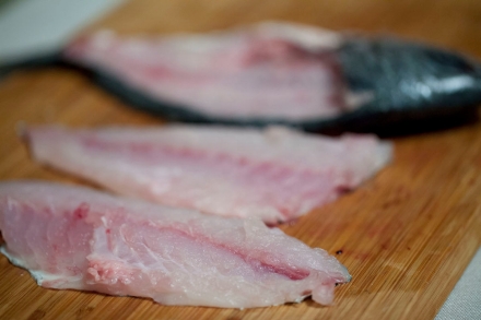 Preparazione Occhiata con pancetta croccante e purè di cavolfiore - Fase 4 Preparazione Occhiata con pancetta croccante e purè di cavolfiore - Fase 4