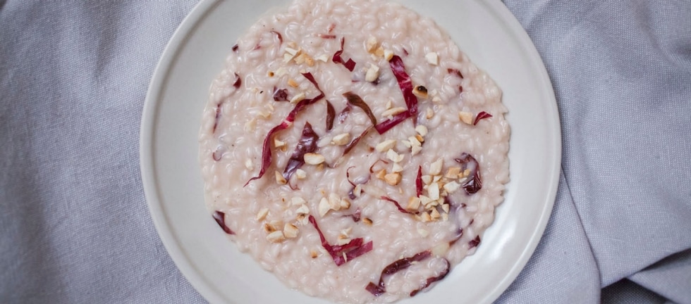 Risotto al Lambrusco di Sorbara, radicchio rosso e mandorle ricetta