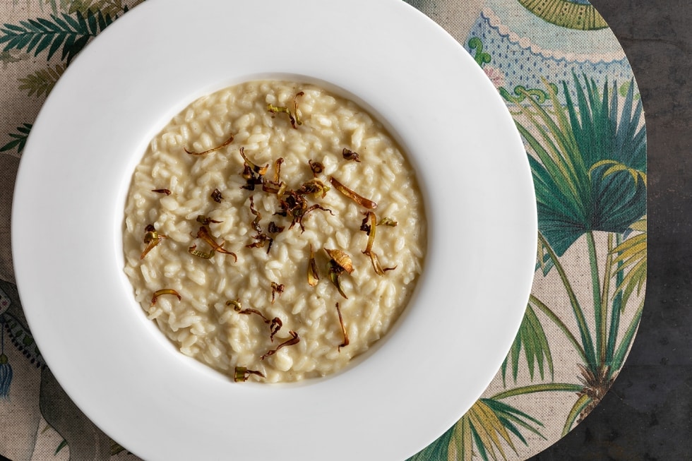 Risotto con carciofi fritti ricetta