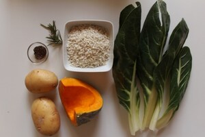 Preparazione Sformati di bietole con riso e crema di zucca al cumino - Fase 1