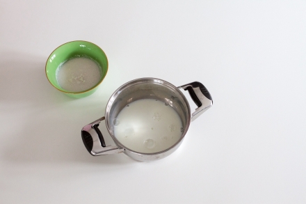 Preparazione Crema pasticciera al cocco - Fase 1 Preparazione Crema pasticciera al cocco - Fase 1