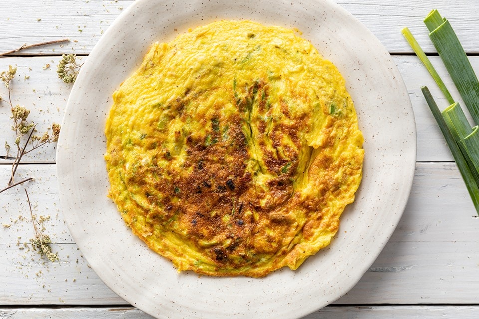 Frittata con porri e acciughe