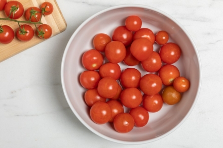 Preparazione Pomodorini confit - Fase 1 Preparazione Pomodorini confit - Fase 1