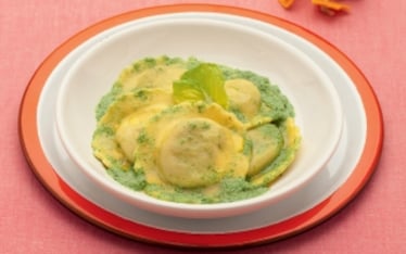 Ravioli di verdure con crema di lattuga