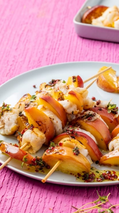 Spiedini di pescatrice e pesche