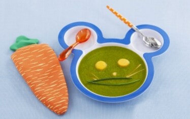 Vellutata di zucca, erbette e omogeneizzato di pollo