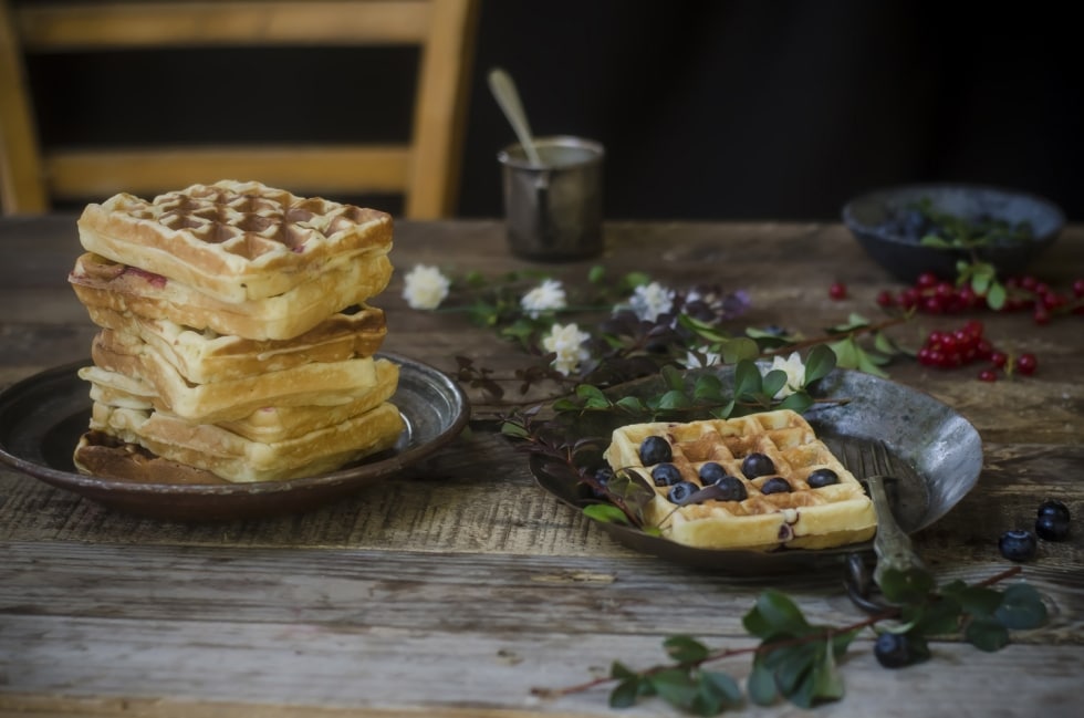 Waffle alla ricotta e mirtilli ricetta