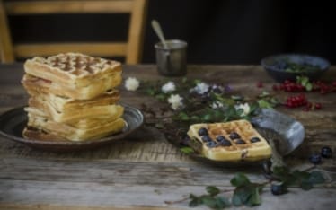 Waffle alla ricotta e mirtilli