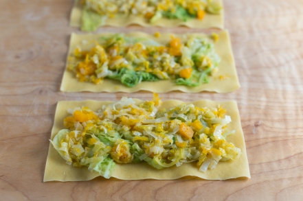 Preparazione Cannelloni di verza e porri con salsa di zucca - Fase 3 Preparazione Cannelloni di verza e porri con salsa di zucca - Fase 3