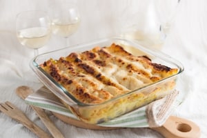 Preparazione Cannelloni di verza e porri con salsa di zucca - Fase 4