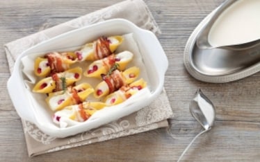 Conchiglioni ripieni al bacon e melograno