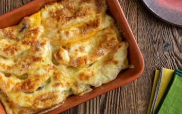 Gratin di pane, zucca e formaggio