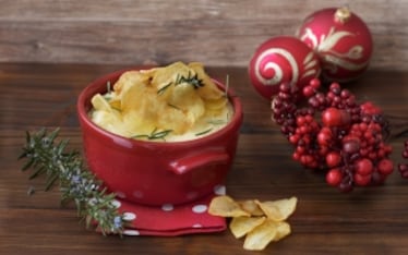 Purè di patate con scalogno, rosmarino e chips croccanti