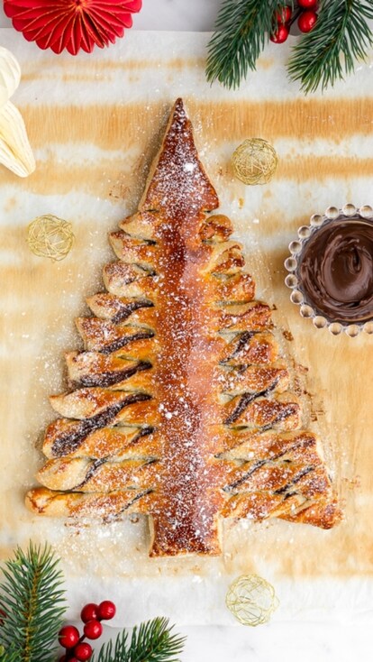 Albero di Natale di pasta sfoglia alla Nutella