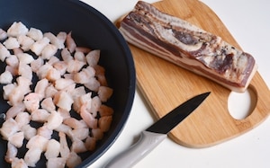 Preparazione Lasagne verdi con vongole, gamberi e bacon - Fase 2