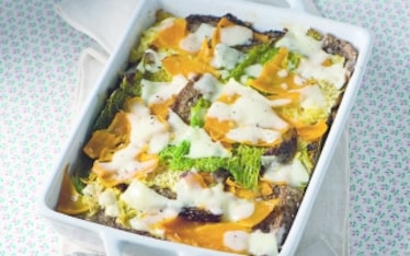 Zuppa di verza, zucca, pane al farro e latteria